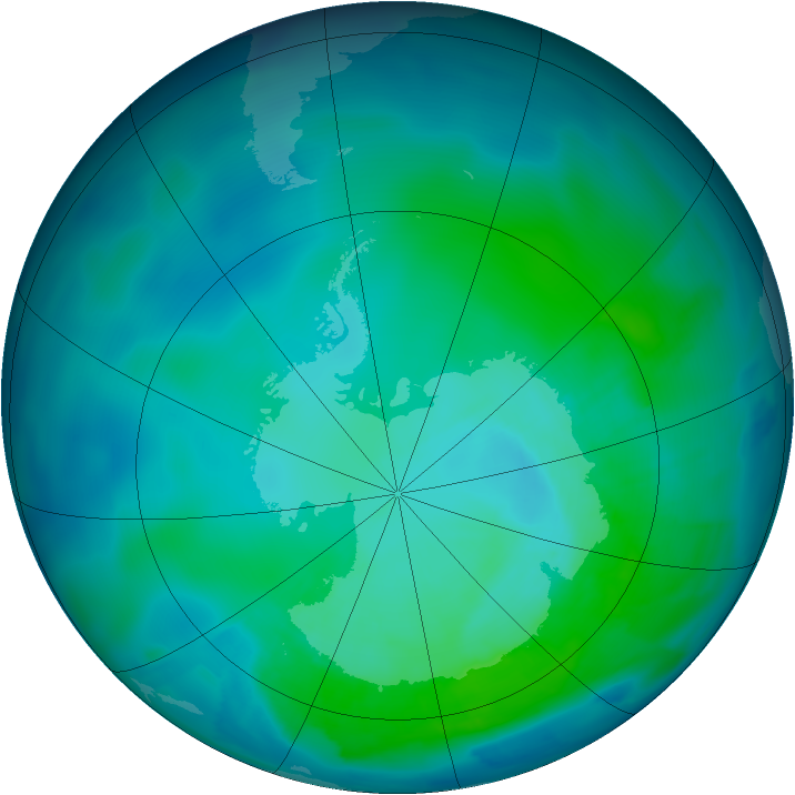 Antarctic ozone map for 24 January 2012